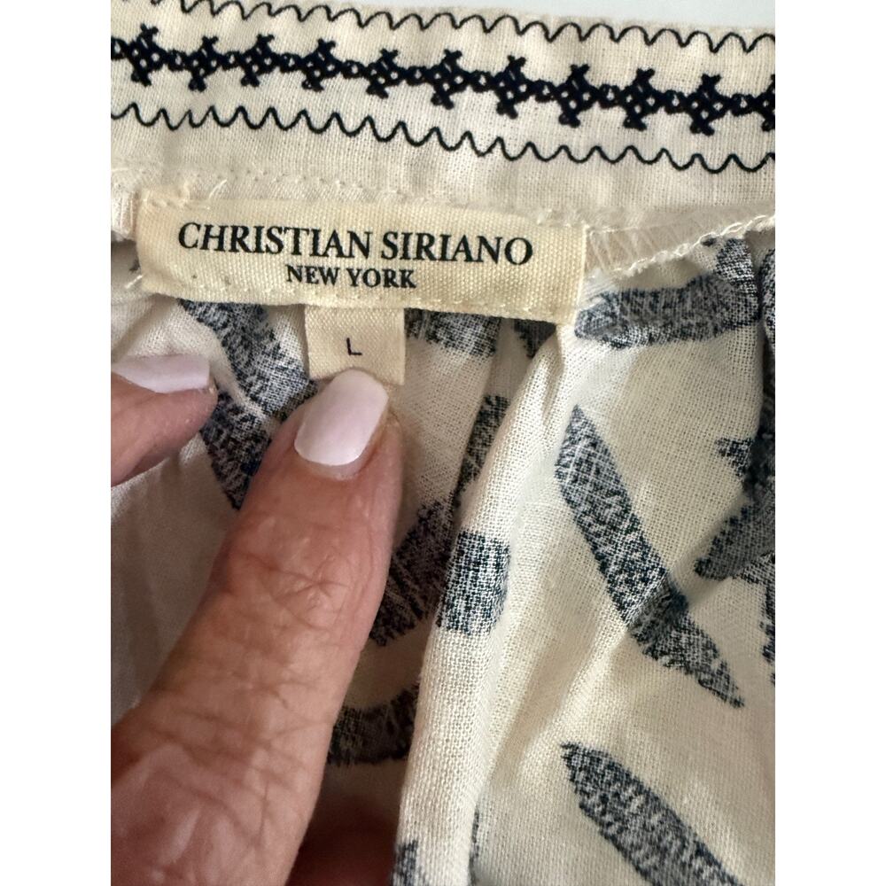 Christain Siriano New York boho puff sleeve square neck linen blend L SZ Large - Picture 3 of 12